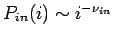 $P_{in}(i)\sim i^{-\nu_{in}}$